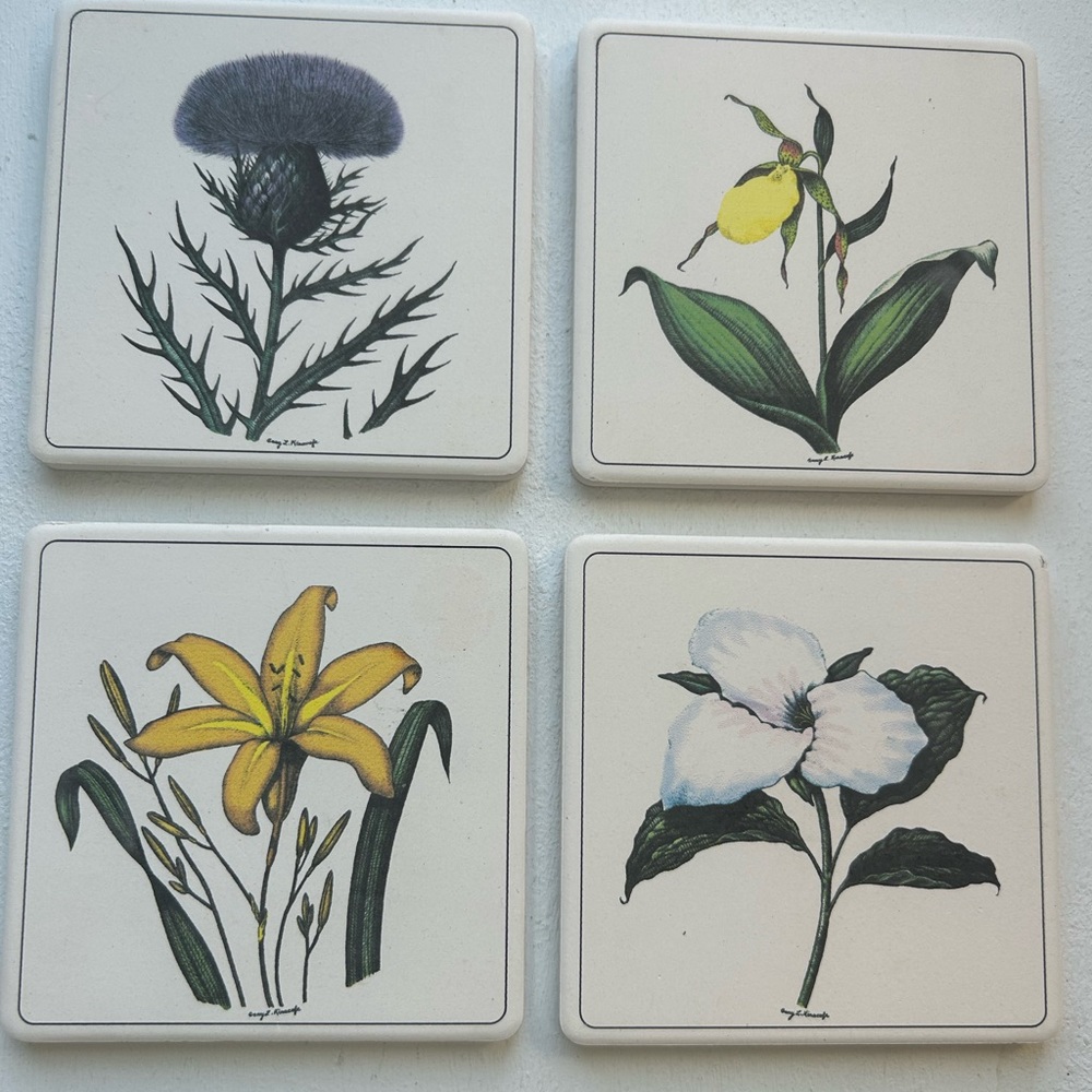 Barlow Designs Art Stone floral cork coasters set of four
